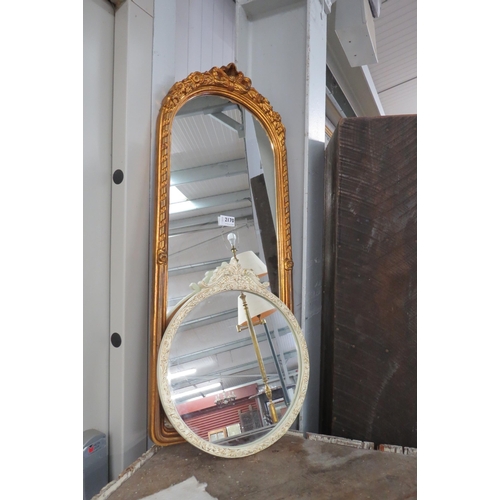 2170 - A modern gilt pier mirror and a 1950's circular mirror