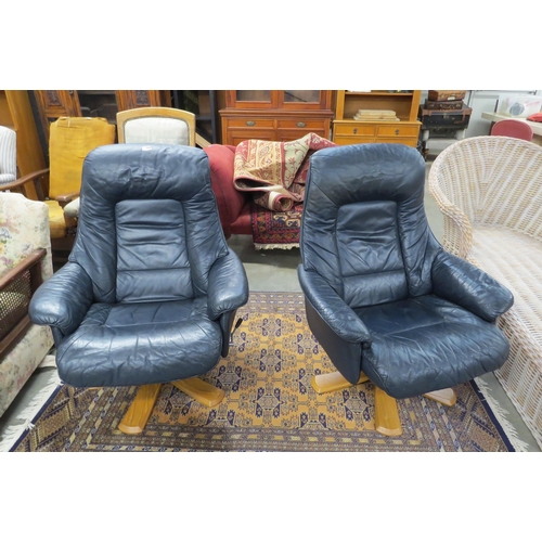 2448 - A pair of Sweedish blue leather reclining Söderberg chairs    (E)  £60-90