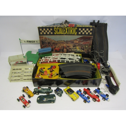 8399 - A 1960s Triang Scalextric slot racing set 50 box (a/f) containing nine playworn cars to include C80 ... 