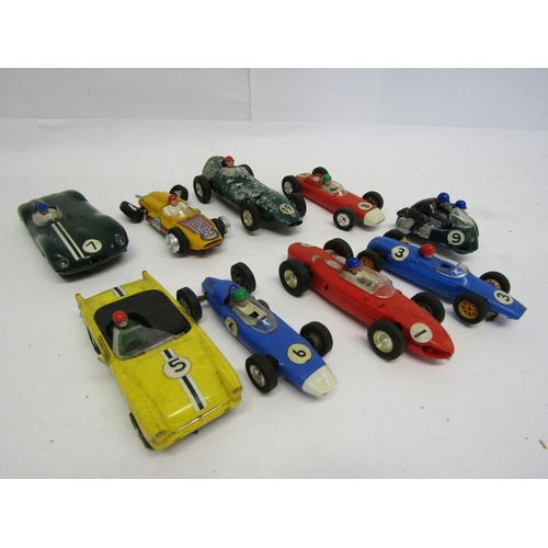 8399 - A 1960s Triang Scalextric slot racing set 50 box (a/f) containing nine playworn cars to include C80 ... 