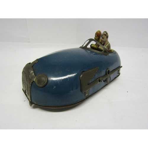 8237 - A 1930s Lindstrom (USA) Skeeter Bug clockwork tinplate bumper car with two litho printed drivers, 23... 