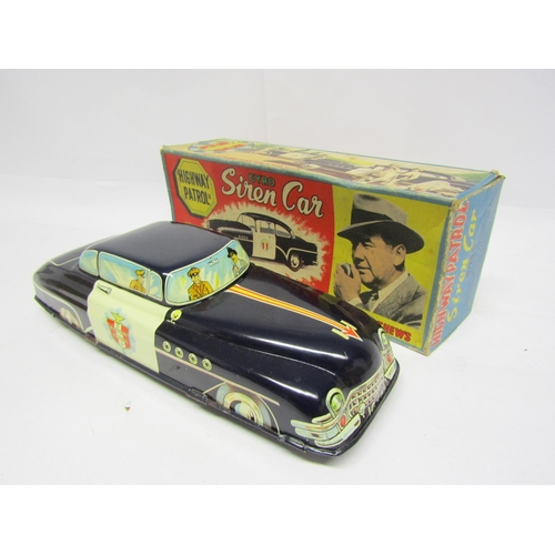 8243 - A Welsotoys TV related tinplate Highway Patrol Gyro Car, friction drive motor, original pictorial ca... 