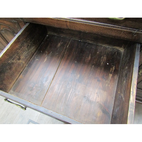 1057 - A Muirhead Moffat & Co., Glasgow, Georgian style oak sideboard with three central drawers flanked by... 