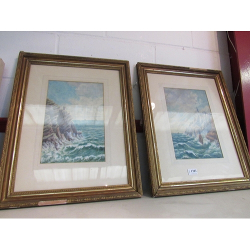 1432 - A.B. BRUNTZ: Two watercolours depicting Giant's Causeway and another seascape, gilt framed and glaze... 