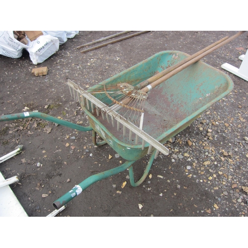 3410 - A metal wheelbarrow, etc