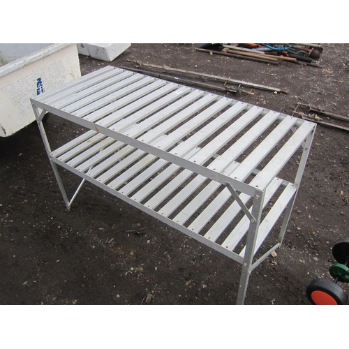 3449 - An aluminium two-tier greenhouse shelf