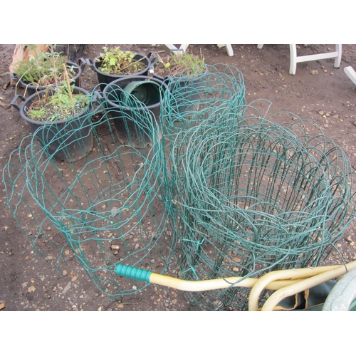 3453 - Three part rolls of fencing, two folding barrows and a large plastic pot     (E) £8-12