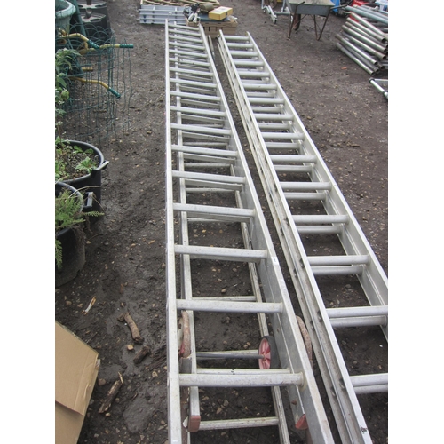 3460 - An aluminium roofing ladder and another