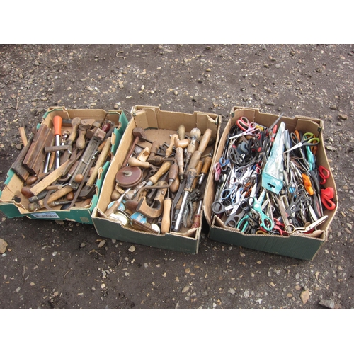 3570 - Three boxes of mixed tools including scissors