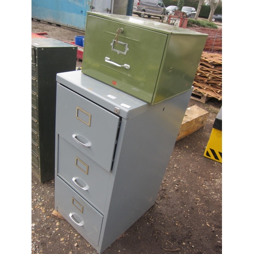 3574 - A single drawer and a three drawer metal filing cabinets