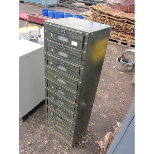 3575 - A ten drawer metal filing cabinet