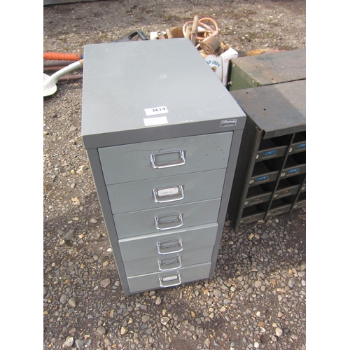 3614 - A six drawer metal filing cabinet