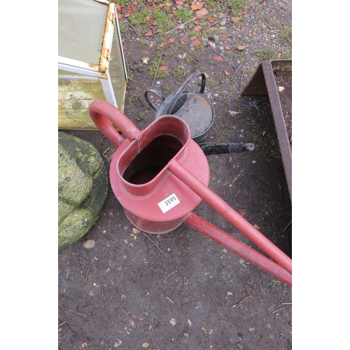 3595 - Two galvanised watering cans