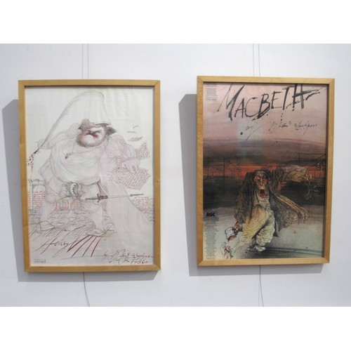 9437 - Two Ralph Steadman framed original art exhibition posters for the Royal Shakespeare Company for Henr... 