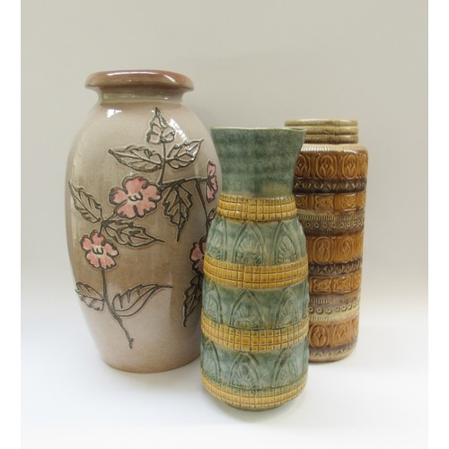 9111 - Three West German floor vases in various colours, Scheurich 226-48, 289-41 and 1483-40. Tallest 48cm