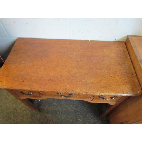 1022 - A 19th Century oak lowboy, three frieze drawers, on chamfered square legs, 70cm tall x 78cm wide x 4... 