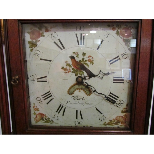 1047 - An early 19th Century Barker of Framlingham oak cased long case clock, painted dial