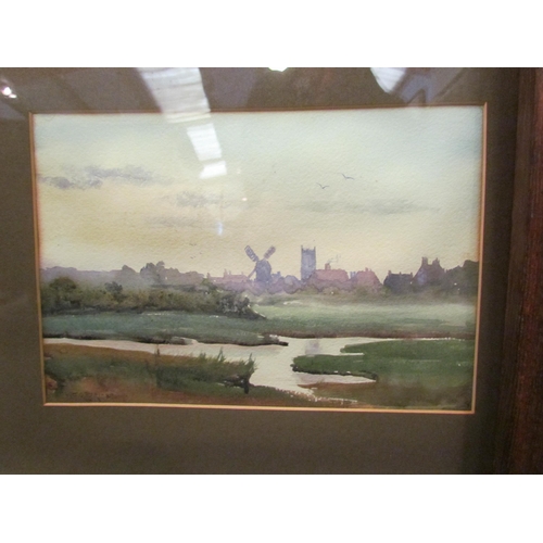 1049 - W.J OPHELIA BILLINGS: Two watercolours of rural scenes, Churches and windmills, both signed and date... 