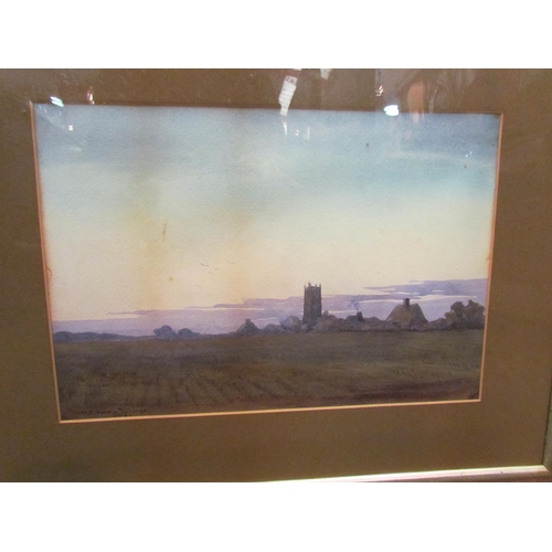 1049 - W.J OPHELIA BILLINGS: Two watercolours of rural scenes, Churches and windmills, both signed and date... 