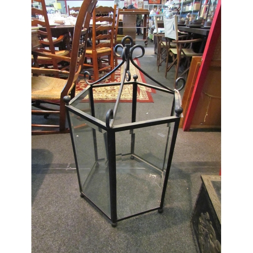 1079 - A large late 20th Century bevelled glass hall lantern, 51cm diameter, 79cm high   (E) £100-150