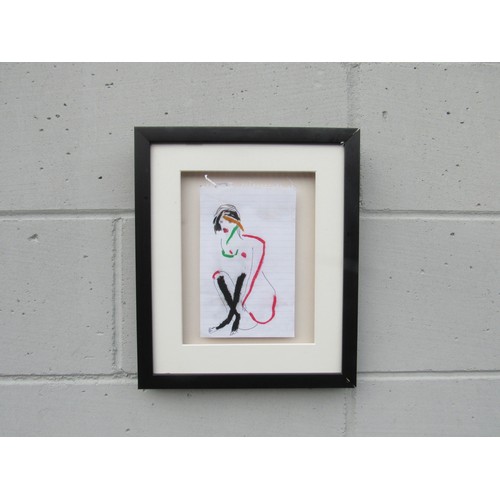 9477 - ANDREW LITTEN (b.1970) A framed original drawing, female semi nude, signed verso. Paper size 19.5cm ... 