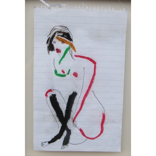 9477 - ANDREW LITTEN (b.1970) A framed original drawing, female semi nude, signed verso. Paper size 19.5cm ... 