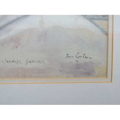 9466 - A framed and glazed print after Jean Cocteau, lithograph. Signed in the print. Image size 35.5cm x 4... 