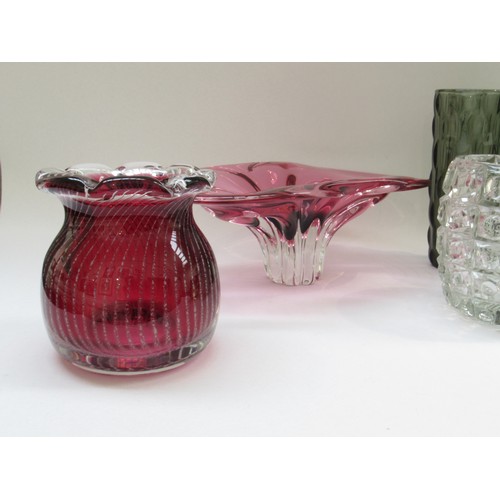 9180 - A collection of Czech Sklo Union glass including pair of smoked vases, Chribska bowl, Rosice bowl, l... 