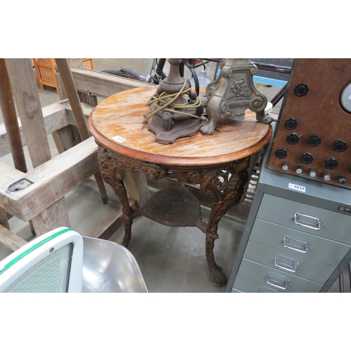 2024 - A Victorian mahogany and cast iron pub table