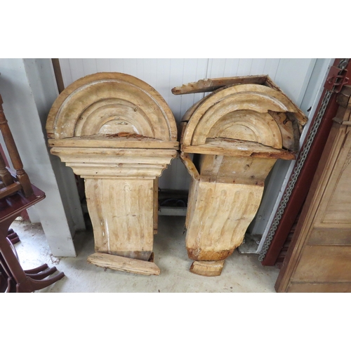 2103 - A pair of 19th Century pine arched corbels a/f