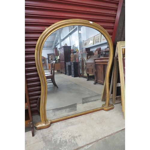 2110 - A Victorian gilt framed key hole shaped overmantel mirror 135 x 128cm a/f