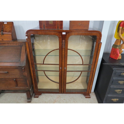 2124 - An Art Deco walnut dispplay cabinet