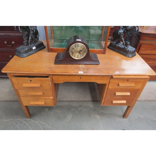 2136 - A 1950's light oak teachers desk