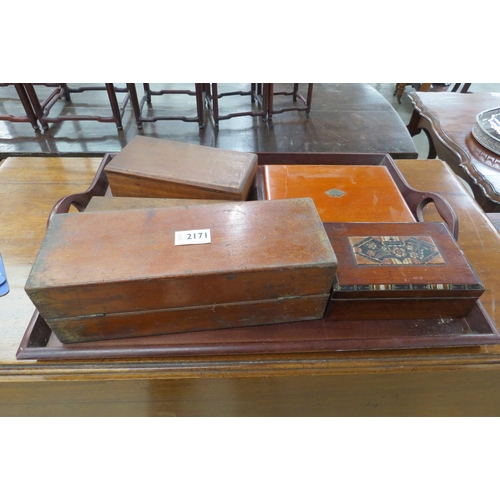 2171 - A tray of treen boxes