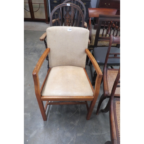 2179 - An Art Deco oak framed desk chair   (R) £20