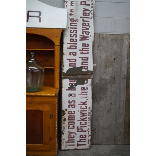 2291 - An enamel sign Macniven & Cameron They Come As a b...... A Blessing To Men ( two halves 244cm long) ... 