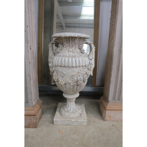 2204 - A pair of plaster urns 74cm tall