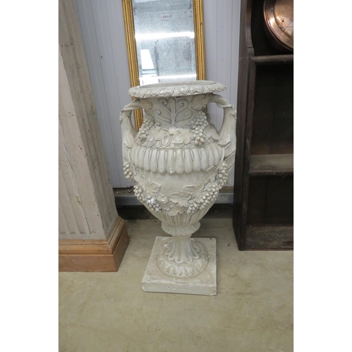 2204 - A pair of plaster urns 74cm tall