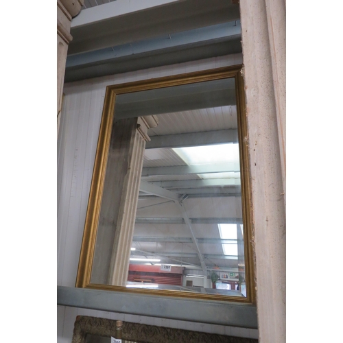 2207 - A rectangular bevel edge wall mirror, gilt frame, 102cm x 72cm