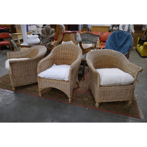 2317 - Three wicker tub chairs