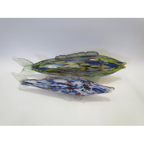 1225 - Two Murano style art glass fish, largest 54cm long