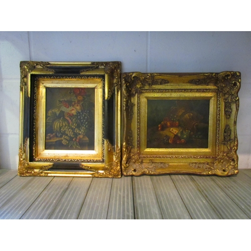 1236 - Two reproduction oil on canvas still lifes in ornate frames, 24cm x 19cm image sizes