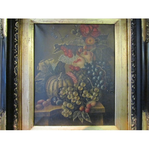 1236 - Two reproduction oil on canvas still lifes in ornate frames, 24cm x 19cm image sizes