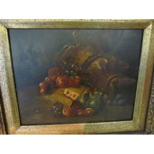 1236 - Two reproduction oil on canvas still lifes in ornate frames, 24cm x 19cm image sizes