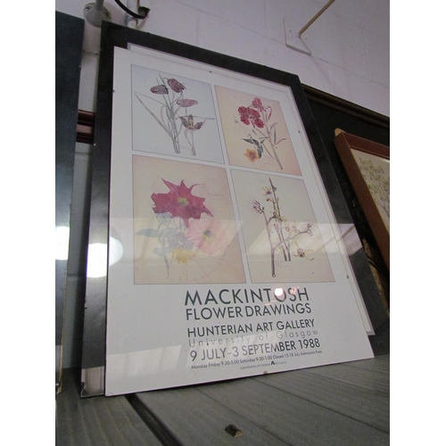 1245 - A collection of framed Rennie Mackintosh prints and two large posters (7)