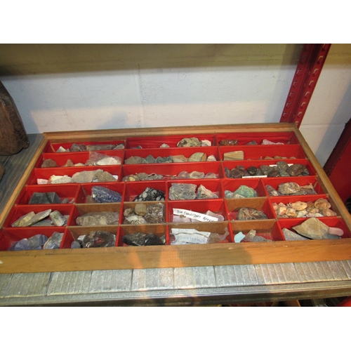 1257 - Three trays containing a quantity of rock crystals and agate slices to include Brazilian, Tiger's Ey... 