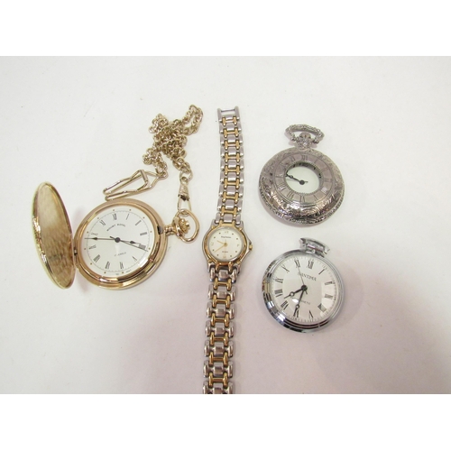 1340 - Two modern hunter and half-hunter pocket watches together with Santima open-faced watch and Krug-Bau... 