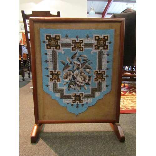 1088 - A firescreen with Victorian beadwork shield