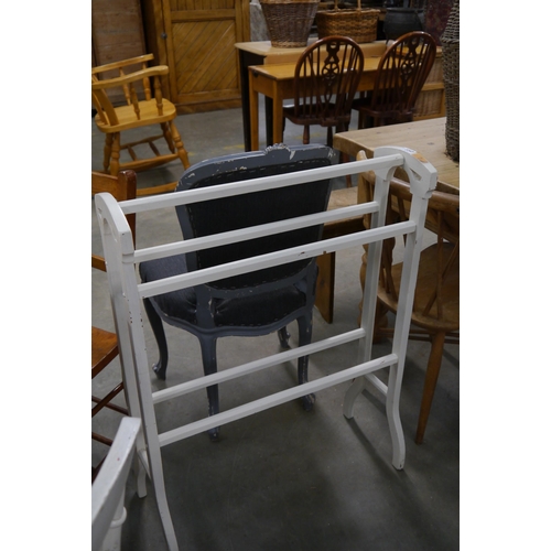 2247 - A towel rail, bergere low stool and a piano stool (3)