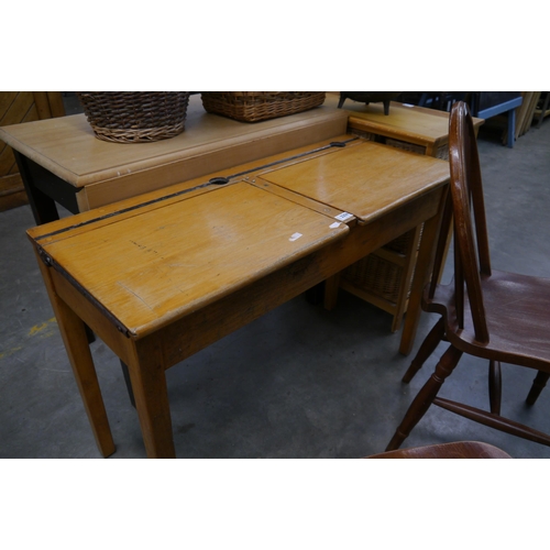 2259 - A beech twin lift top desk   (R) £10